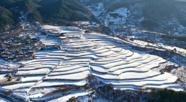 전남 구례군 산동면 사포마을 다랭이논 설경