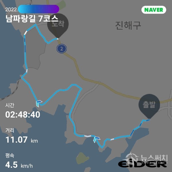 남파랑길 7코스 트레킹코스 및 기록