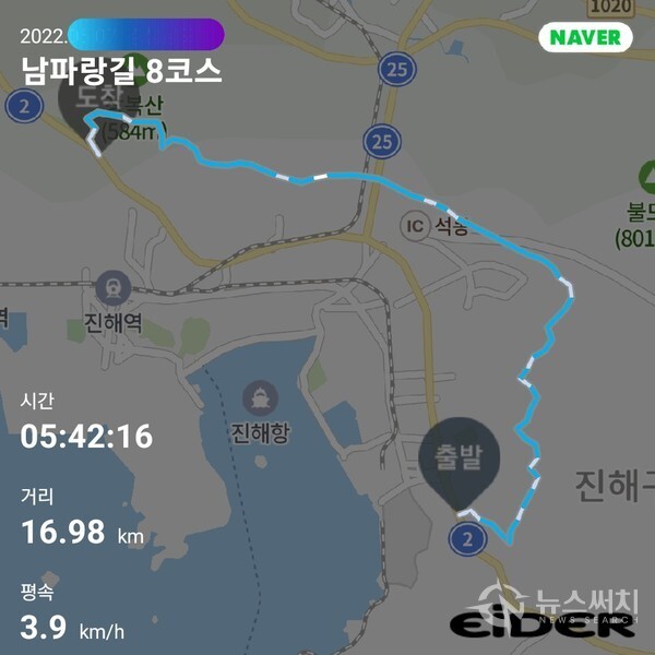 남파랑길 8코스 트레킹코스 및 기록