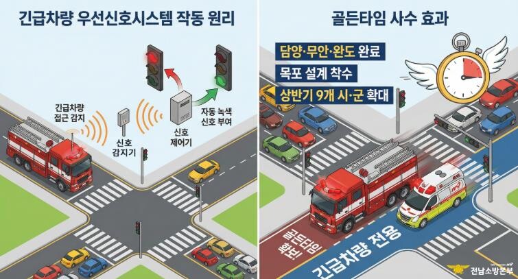 전남소방, ‘골든타임 사수’ 긴급차량...
