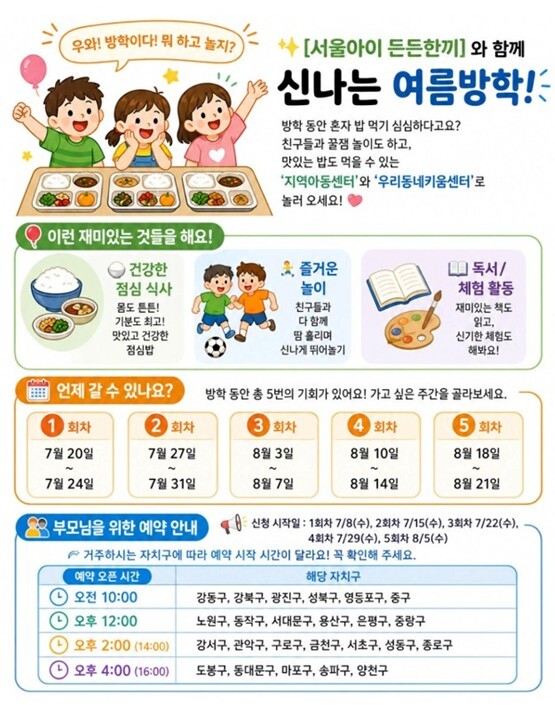 서울시, 방학 중 초등학생 점심 책임...